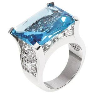 PARK LANE Noelle Ring Faux Blue Topez Above a Sea of CZs NWOT Sz 8 Glam Chic